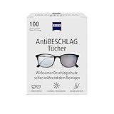 ZEISS AntiBeschlag Tücher 100 Stück für einen lang anhaltenden Beschlagschutz schon während der Reinigung - jedes Tuch einzeln verpackt - ideal für unterwegs oder auf Reisen