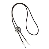 Montesy Herren-Bolo-Krawatte aus amerikanischem Leder, Westernhemd, Kragen, Krawatte, Wolfkopf, Cowboy-Anhänger, Schmuck, Hemdkette, Western-Cowboy, Bolo-Krawatte