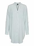 VERO MODA Damen Vmisabell L/S Fold Up Tunic Noos Tunika-Shirt, Blue Fog/Stripes:Snow White, XL