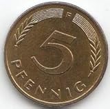 Generisch BRD (BR.Deutschland) Jägernr: 382 1950 F sehr schön Eisen, Messing plattiert 1950 5 Pfennig Eichenzweig (Münzen für Sammler)