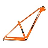 Carbon Mountainbike-Rahmen 27.5er 29er Hardtail MTB-Rahmen 15''/17''/19'' Leichtbau Scheibenbremse Rahmen QR 135MM Interne Verlegung (Color : Orange, Size : 17'')