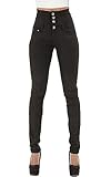 Damen Jeans High Waist Stretch Denim Jeanshosen für Damen Skinny Slim Fit Röhrenjeans Bleistiftjean Lässige Pant Strecken Schlank Stylische Hosen (Schwarz, M)