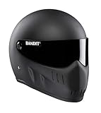 Bandit XXR Motorradhelm, Integralhelm, mattschwarz, getöntes Visier, Streetfighter Custom Biker Style Dull Black Motorradhelm, getöntes Visier XXMB (S)