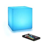 Mr.Go 4" LED Licht Würfel Farbwechsel Stimmungslicht mit Fernbedienung, 16 RGB Farben, Dimmbar Helligkeit, Wiederaufladbare Würfelleuchte Nachtlicht für Heimbeleuchtung & Dekoration