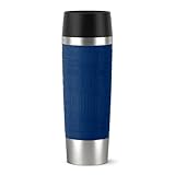 Emsa Travel Mug 500 ml Classic Grande, Thermobecher, Isolierbecher hält 6h heiß, 12h kalt, 100 Prozent dicht, auslaufsicher, Easy Quick-Press-Verschluss, 360°-Trinköffnung, blau, 515618