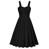 Belle Poque Damen ärmelloses Gerafftes Kleid für Sommer 50s Retro Sweetheart Ausschnitt Slim Fit Party Kleid BP0724-02 M