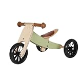 Bandits & Angels Smart Bike Laufrad Holz 4-in-1 Retro Grün ab 1 Jahr – Für Jungen und Mädchen – Laufrad aus Holz – Umkehrbar in Dreirad und Zweirad – Verstellbarer Sattel