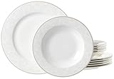 Ritzenhoff & Breker Tafelservice Isabella, 12-teilig, Fine-China-Porzellangeschirr, Weiß mit Ornamenten, 31 x 28 x 33 cm
