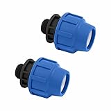 SmartProduct PP Kupplung MDPE 25mm x 3/4 Zoll mit Außengewinde AG - Verschraubung für PE Rohr PN16 DVGW Trinkwasser zertifiziert – 25 mm Klemmverbinder Adapter für PE80 PE100 Rohren - 2 Stück