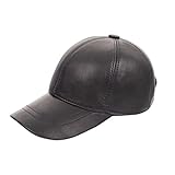 Zessano Echtleder Baseballkappe für Herren und Damen - 100% Schafsleder Unisex Baseball Cap - Verstellbar, Einfarbig, Einheitsgröße, Sonnenmütze (Schwarz)