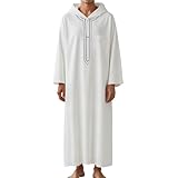 YOSUWOAI Djellaba Herren Muslim Ramadan Qamis mit Kapuze Gebet Islamisch Abaya Langarm Kamis Marokkanisch Kaftan Jelaba Kaftan Muslimische Kleider Ethnisch Maxikleid Ramadan Thobe