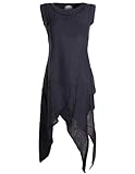 Vishes - Alternative Bekleidung - Asymmetrisches armloses Lagenlook Zipfelkleid schwarz 48