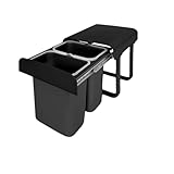 EKOTECH Abfallsammler Aladin - ausziehbarer Mülleimer - 2x8 Liter Inneneimer mit Doppelhenkel - passend ab 40 cm Küchenschrank Breite - robustes schwarzes Design - Boden- oder Seitenwandmontage
