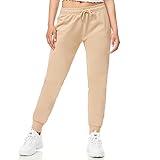 ROSS CAMP Jogginghose Damen - Sporthose Frauen Baumwolle, Trainingshose Fitness High Waist, Sweatpants Slim Fit Freizeithose Lang, Jogging Hose Laufhosen Modern Mädchen Beige/S