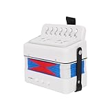 Btuty Akkordeon 7 Tasten 2 Bass Musikinstrument ABS Material für Anfänger Knopfakkordeon Leichte Hand-Augen-Koordination Leistung auf der Bühne (Weiß)