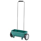 KADAX Streuwagen 12L, Düngerstreuer mit Rädern, Streuer für gleichmäßiges Ausbringen von Rasendünger, Rasensamen, Rasenkalk und Streusalz, Handstreuer