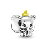 Pandora Disney Dumbo Charm-Anhänger aus Sterling Silber mit gelber Mütze, Breite: 16mm, 799392C01