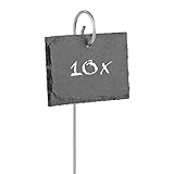 Hoberg Schiefer-Pflanzschilder | Witterungsbeständig, Wiederverwendbar | Individuelles Kennzeichnen von Pflanzen und Kräutern | 10 x 7 x 0,5 cm - 10er Set [Eckig]