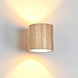 Doughelec LED Wandleuchte Innen Holz Wandlampe, Rund Wandleuchte Holz Vintage 6W LED Wand Warmweiß 3000K Flurlampe austauschbares G9 Holzlampe Wandbeleuchtung für Wohnzimmer Flur Schlafzimmer, Ø10CM