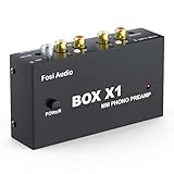 Fosi Audio Box X1 Phono Vorverstärker für MM Plattenspieler Mini Stereo Audio HiFi Phonograph/Plattenspieler-Vorverstärker mit 3,5mm Kopfhörer und RCA-Ausgang mit 12-V Netzteil