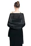 QBSM Chiffon Stola Schal für Brautkleider Abendkleider Alltagskleidung Schwarz