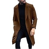 UHouse Mantel Herren Lang Winter Wollmantel Elegante Übergangsmantel Wolle Wintermantel Einfarbig Freizeit Herbstmantel Business Herrenmantel Mäntel Winterjacke Braun S