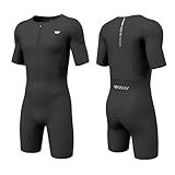 Wulibike Triathlon Anzug Herren Trisuit Kurzarm,Hohe Elastizität atmungsaktiv schnelltrocknend Tri Suit Triathlonanzug für Herren Rennen und Triathlon Wettkämpfe Schwarz XL