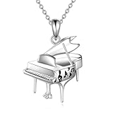 YFN Klavier Kette Sterling Silber Musik Anhänger Halskette Klavier Schmuck für Damen Klavier Geschenke für Mama Musikliebhaber