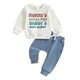Beauace Babykleidung Set Baby Jungen MOMMY'S LITTLE MAH DADDY'S Outfit Langarm Sweatshirt + Hose Neugeborene Babyset (Beige, 0-6 Monate)