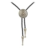 xbiez Runde Bolo Krawatte Halskette Western Bolo Krawatte Gravur Cowboy Krawatte Pullover Kette Cowboy Lederkrawatte Vintage Bolo Krawatte Amerikanische Bolo Krawatte