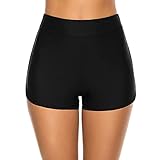 Damen High Waist Bikinihose Badeshorts Bauchweg Sexy Hotpants Klassisch Hohe Taille Schwimmhose UV Schutz Strandhose Hipster Badeanzug Sommer Beach Swimbottom (schwarz,M)