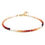 Gems_Hub Vergoldetes Armband mit mehrfarbigen, facettierten mexikanischen Feueropal-Perlen, rund, 3 mm, 17,8 cm, verstellbar, für Damen und Herren | FIZA_LINK_04630, 7 inch Adjustable, Messing