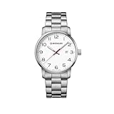 WENGER Herren Armbanduhr Avenue Ø 42mm, Swiss Made, Analog Quarz, Wasserdicht bis 100 m, Edelstahl-Armband, Silberweiß/Silber, 01.1641.104