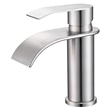 CECIPA Wasserhahn Bad Gebürstet, Edelstahl Waschtischarmatur mit Auslauf Höhe 86 MM, Waschbecken Armaturen für Badezimmer