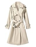 Tuopuda Female Trenchcoat Revers Zweireiher Windjacke Mantel Klassische Einfarbig Frühling Jacke Winddichter Übergangsmantel Jacke Casual Langarm, Beige, L