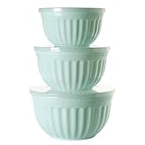 Diaxilu Salatschüssel Set mit Deckel, Große Rührschüssel Set 3 Teilig 2L/3L/4L - Stapelbar Große Schüsseln für Küche aus Premium Kunststoff BPA Frei, Geeignet für Spülmaschine und Mikrowelle (Blau)