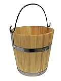 Wooden World - Großer Holzeimer mit Metallring und Griff 6 Liter - Alter Stil sehr solide - Saunakübel