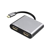 USB C auf Dual HDMI Adapter, 4 in 1 USB Typ C Hub mit 2 HDMI (4K @ 30Hz)/USB 3.0 /PD Aufladen, Dual HD Screen Display USB-C Dockingstation für Windows, MacOS