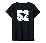 Damen Nummer 52 Rückseite – Retro 80er 90er Jahre Team Trikot nummeriert T-Shirt mit V-Ausschnitt