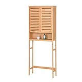 AD.CON Waschmaschinenschrank aus Bambus Badschrank über Waschmaschine Badezimmer Regal mit Verstellbaren Regalböden 170x66x23cm Natural