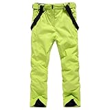 ALSOGO Herren Ski Bib Hose wasserdichte Winddichte Schneehose Outdoor Hose Snowboard Lätzchen mit Abnehmbarem Riemen Green L