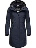 Navahoo Damen Wintermantel Winterparka mit Kapuze Letiziaa Blau Gr. M