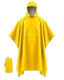 Coutyuyi Wasserdicht Regenponcho Unisex, Wiederverwendbar Regenjacken 3 in 1 Multifunktionaler Regencape mit Tasche Regenmantel Regenschutz für Wanderungen,Camping（Gelb,L）