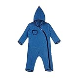 Finkid Puku Wool Blau - Warmer atmungsaktiver Kinder Wollfleece Overall, Größe 70-80 - Farbe Real Teal - Navy