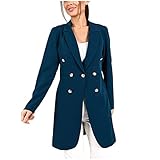 Waersdfsdaa Damen Herbst und Winter Blazerjacke mit Langen Einfarbigen Knöpfen Wintermatel Trenchcoat Übergangsjacke mantel Outdoorjacke Outwear mantel Elegant Revers Wintermantel