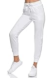 Smith & Solo Jogginghose Damen – Sporthose Frauen Baumwolle| Sweatpants Slim Fit Freizeithose Lang | Trainingshose Fitness High Waist – Jogger Laufhosen Modern (2XL, Weiß)