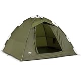 Lucx Ruck-Zuck Angelzelt 1-2 Mann - Bivvy Karpfenzelt mit herausnehmbarer Bodenplane, Schnellaufbau & Moskitonetz - wasserdichtes Sekundenzelt inkl. Tragetasche für Angler