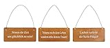 3er Set Wandbilder Sprüche 18x8cm Schilder Aufhänger Garten-Deko Türschild Edelrost Braun Rost-Deko Wanddeko Außen