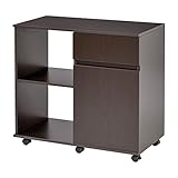 HOMCOM Druckertisch, Druckerständer, Bürowagen, Rollwagen Aktenschrank, Büroschrank mit Schubladen+Schrank, Spanlatte, Braun, 80 x 40 x 73 cm