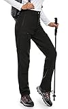 Cycorld Damen Wanderhose Winter Softshellhose Wasserdicht Skihose Winddicht Outdoorhose Warm Gefüttert Schneehose Thermohose für Wintersport Skifahren und Wander (Neues Schwarz, L)